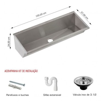 Lavatório Coletivo Inox 1,00m - Construinox