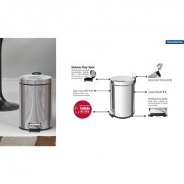 Lixeira Inox com pedal 05 Litros - Tramontina