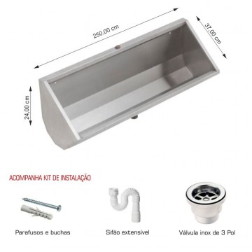 Mictório Coletivo Inox 2,50m - Construinox