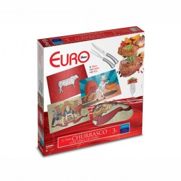 Conjunto Churrasco c/ Tábua de Vidro 3 peças - EuroHome