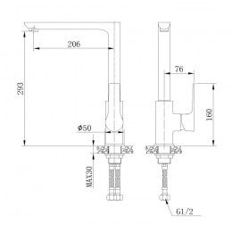 Misturador monocomando para cozinha mesa Athens - WJ1761-236A