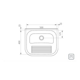 Tanque de parede em aço inox acetinado 50x40x22cm - Tramontina